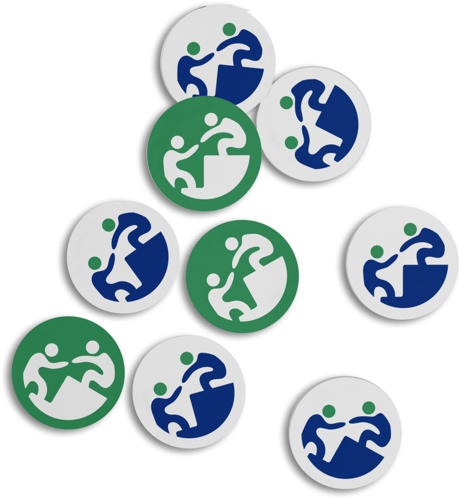Ensemble de pictogrammes verts et bleus AIDTOI