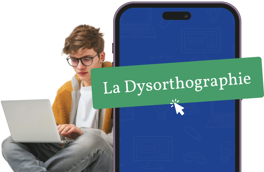 Garçon avec lunettes lisant sur ordinateur – La Dysorthographie