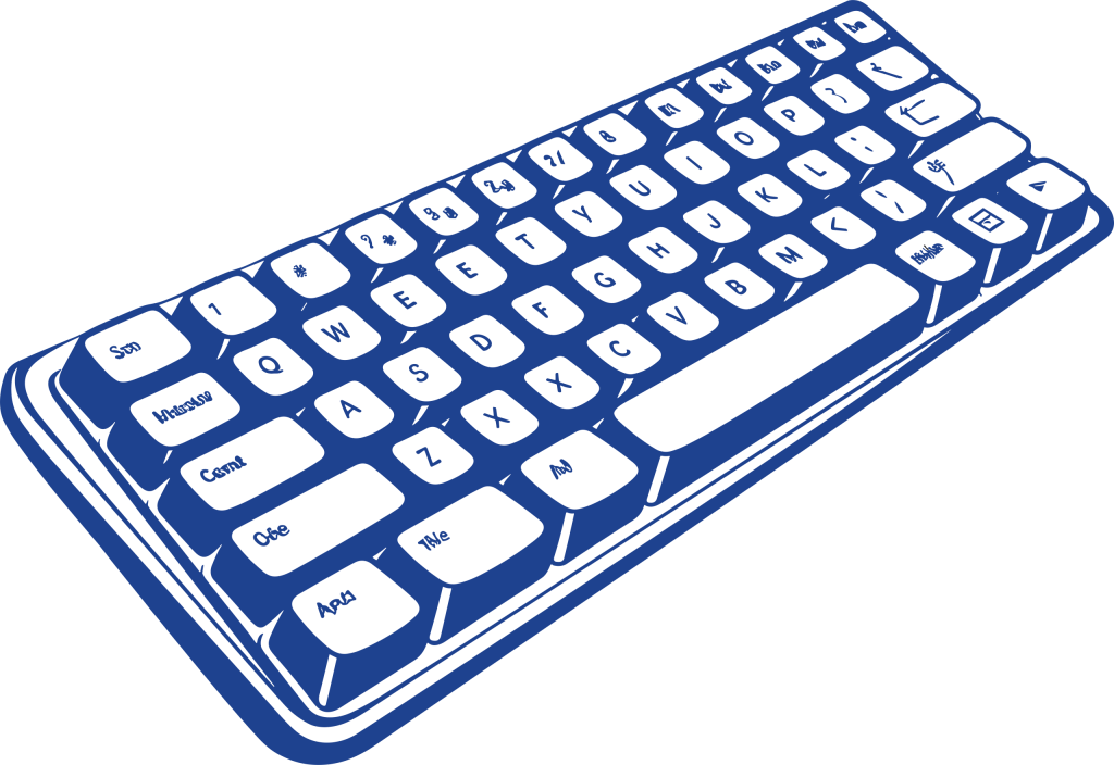 Illustration d’un clavier stylisé bleu et blanc