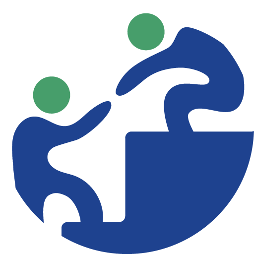 Logo pictogramme AIDTOI blanc dans un cercle bleu