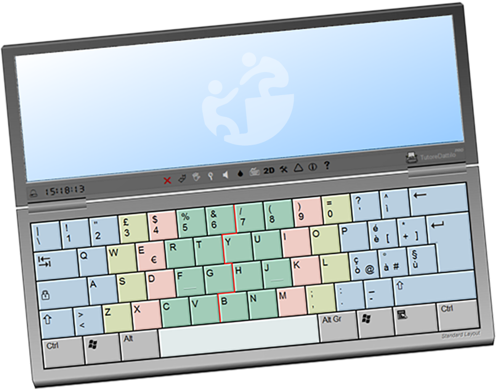 TutoreDattilo et aid toi - Clavier coloré affiché sur un écran avec logo AIDTOI