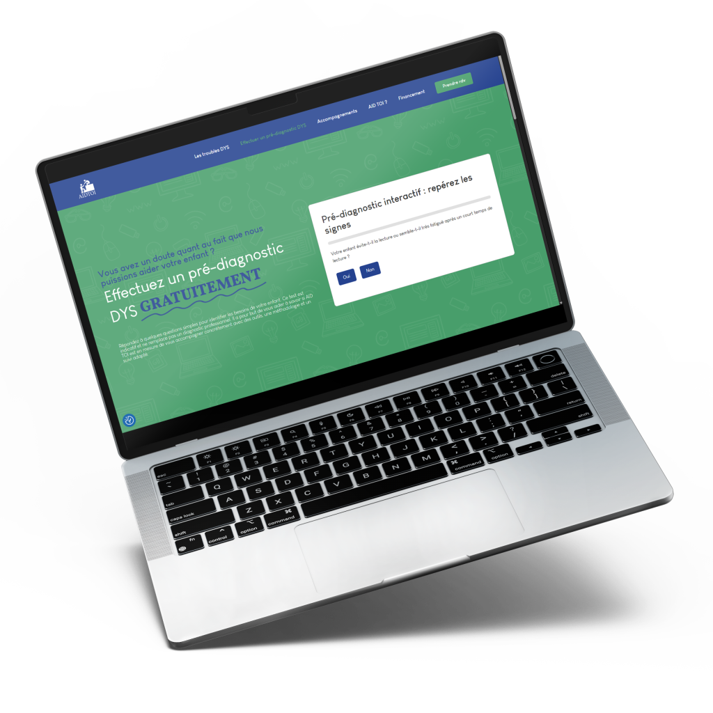effectuer un pré-diagnostic dys - Ordinateur portable affichant un formulaire vert